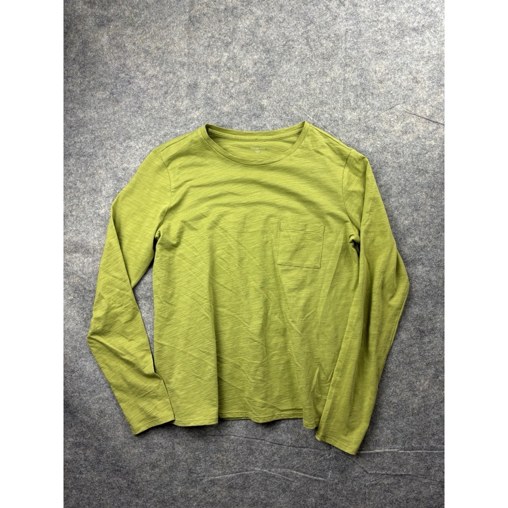 Garnet Hill Weekender Crew Long-Sleeve Tee Womens Size S Organic Pima Cotton